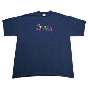VTG 90s Sedona Arizona T-Shirt Blue Intex Heavyweight Men's Size 2XL Embroidered